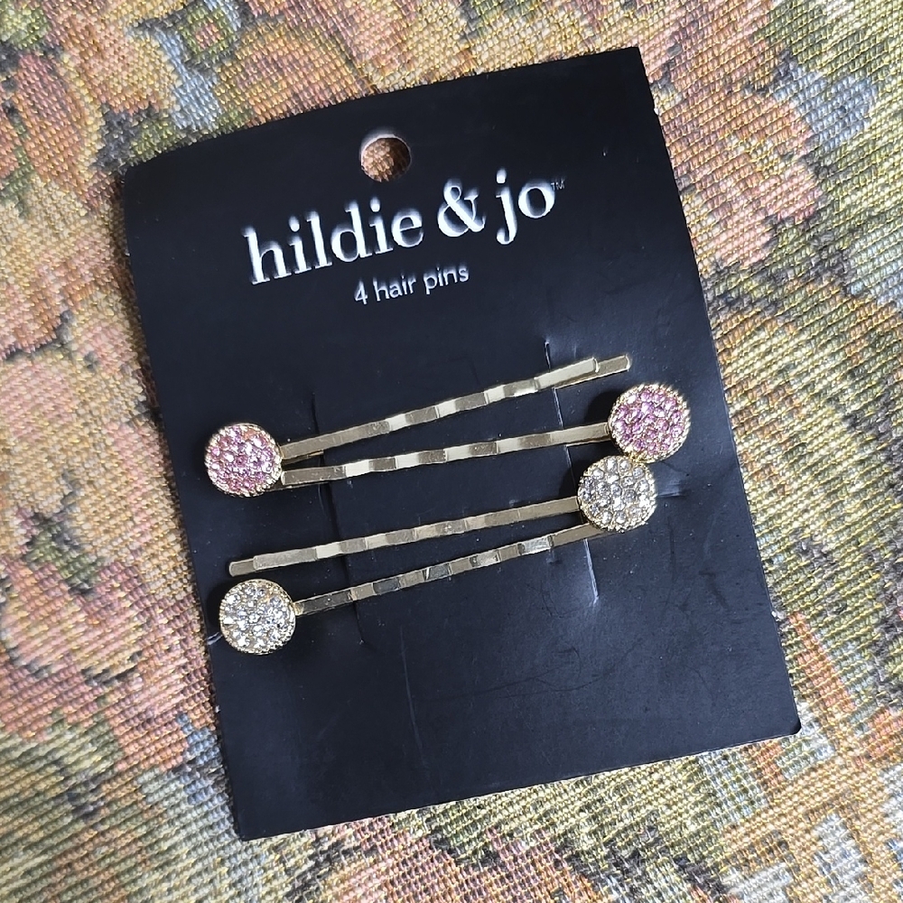 NWT Set of 4 Jewelled Hair Pins from Joanns Pink&Silver